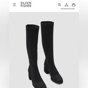 Eileen Fisher black tall stretchy boots